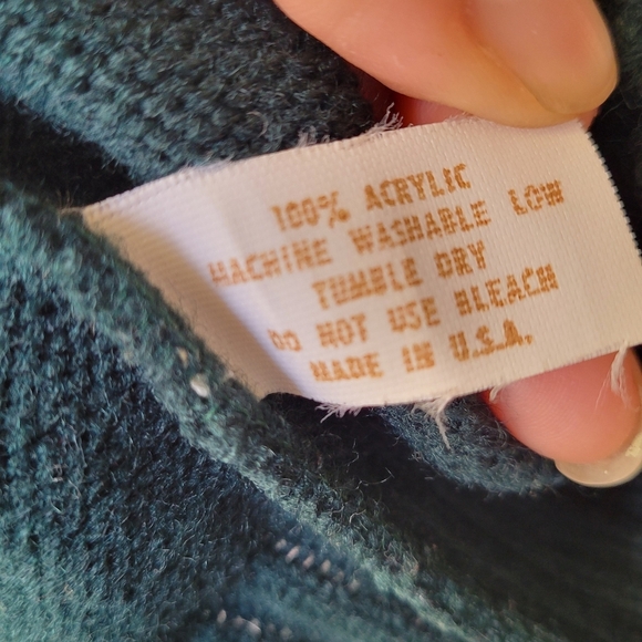 Vintage BARREL Sweater Size Small V Neck Made in USA Green Long Sleeve - Picture 4 of 8